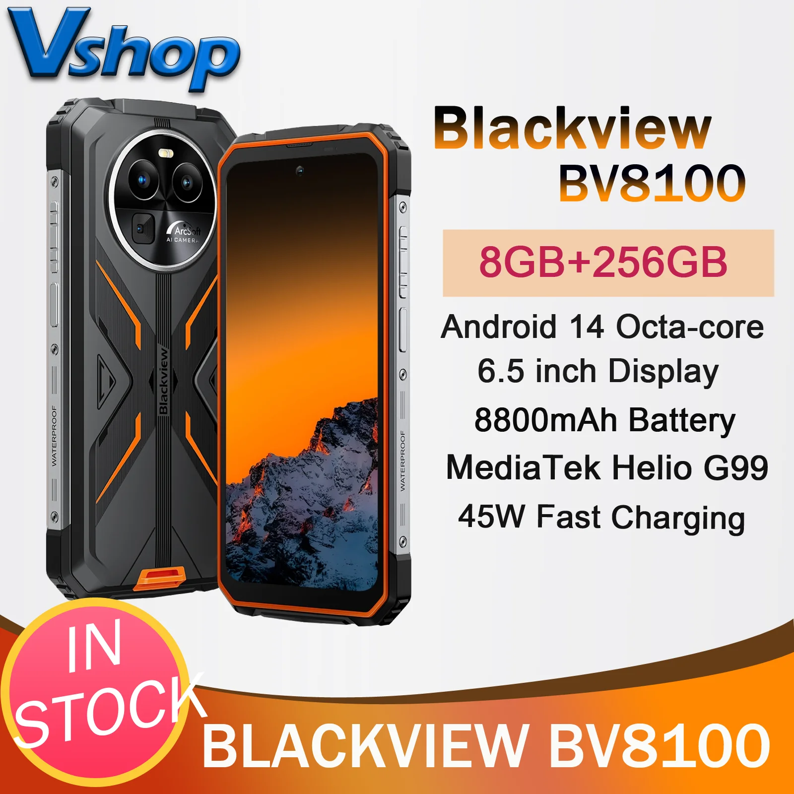 Blackview BV8100 ߰ ޴, 8GB + 256GB, 6.5 ġ, 2.4K FHD + 8800mAh, 45W, ȵ̵ 14, MediaTek Helio G99, Ÿ ھ, 4G NFC